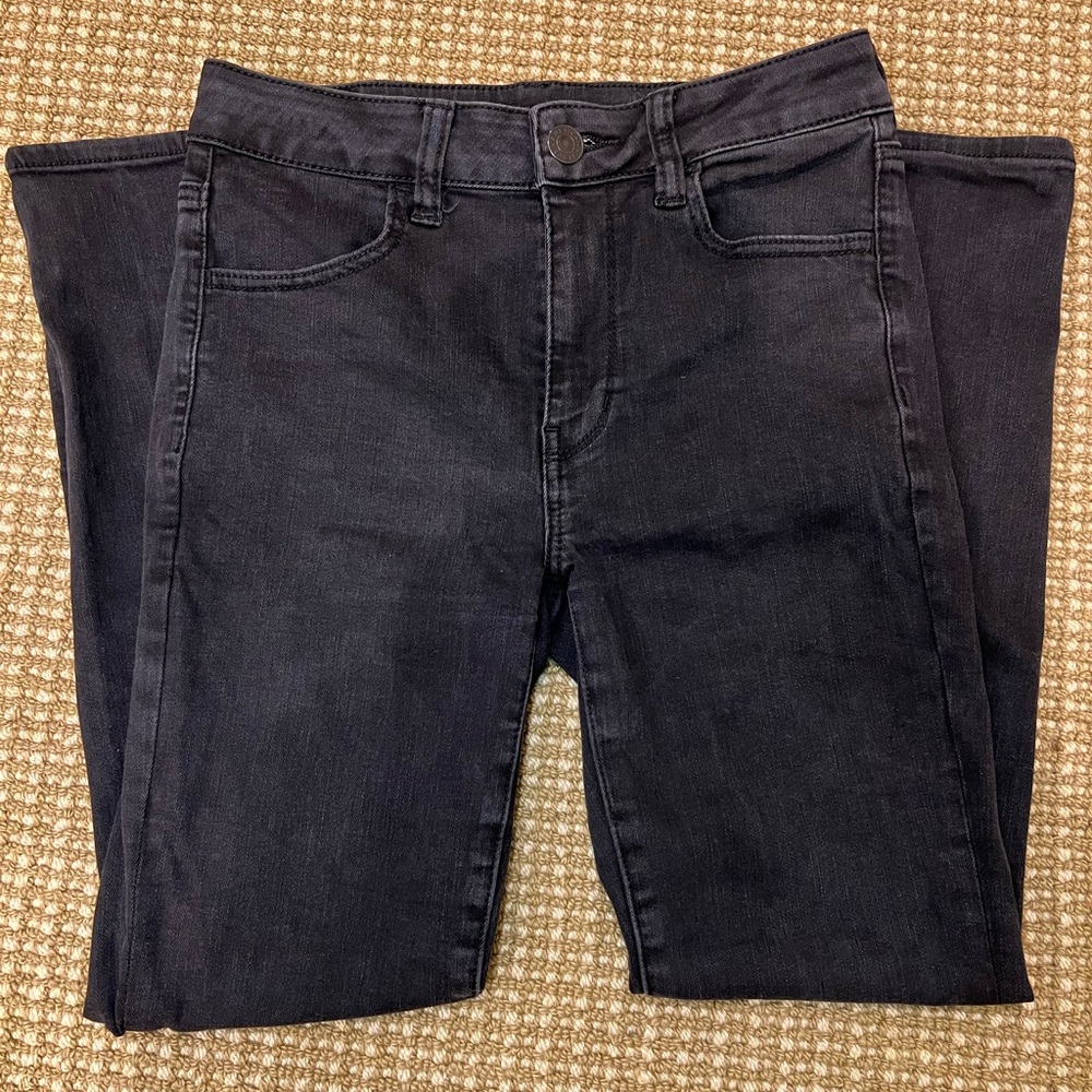 AMERICAN EAGLE Size 6 Black Hi-rise Skinny Jeans